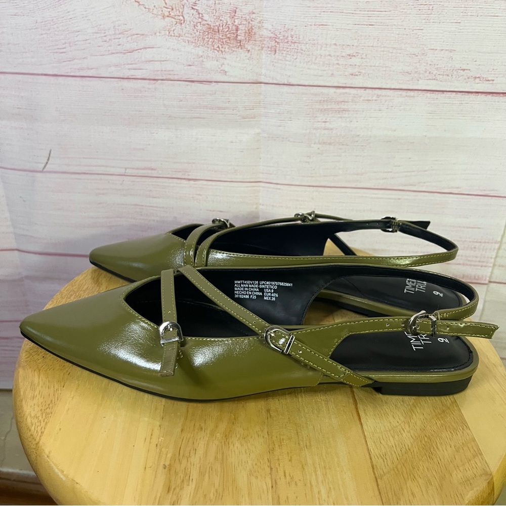Time and Tru NEW Olive Green Slingback Flats Size‎ 9